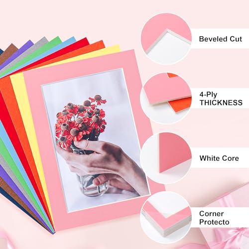 10 Pack 5x7 Mixed Colors Picture Mats