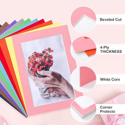 10 Pack 5x7 Mixed Colors Picture Mats