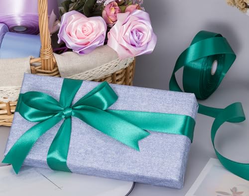 1 Inch Teal Solid Satin Ribbon for Gift Wrapping