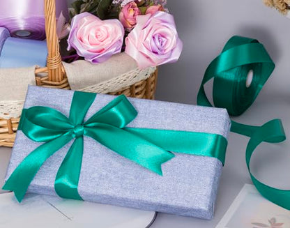 1 Inch Teal Solid Satin Ribbon for Gift Wrapping