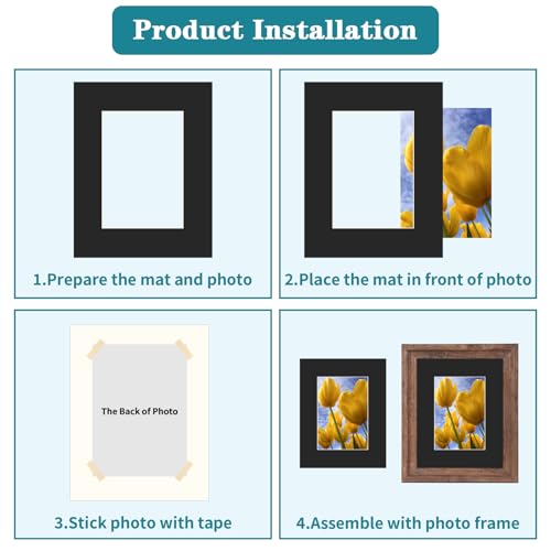 8x10 Black Picture Mats with Core Bevel Cut Frame Mattes for 5x7 Pictures