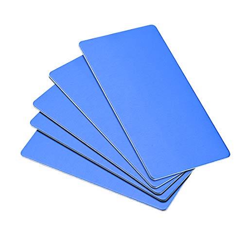 Blank Metal Card 100x50x0.8mm Anodized Aluminum Plate for DIY Laser Printing Engraving Blue 5 Pcs (5 Count)