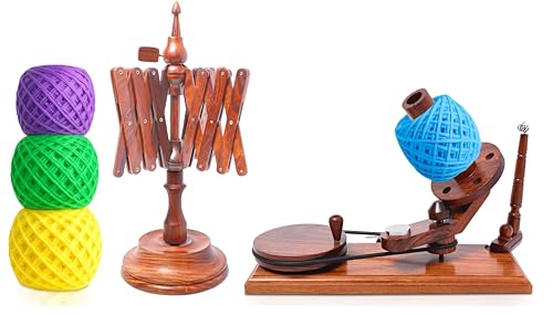 Wooden Yarn Ball Winder & Table Top Swift Set