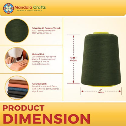 20S 2 Olive Green Polyester 4 Pack of Serger Threads Cones (72000 Foot)