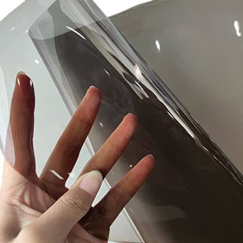 HYANG Grey Transparent PVC Super Clear Holographic Vinyl Faux Leather Sheets 1 Roll 12" x 47"