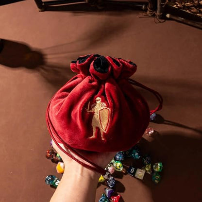 Large DND Dice Bag with Pockets Red Storage Bag for D&D RPG Games