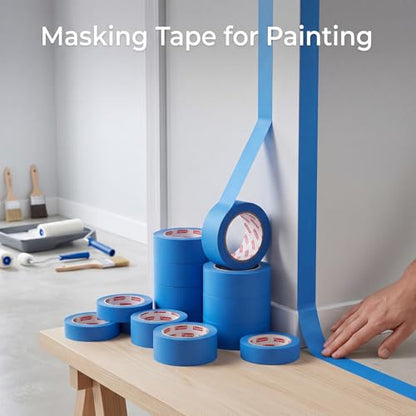 30 Rolls Blue Painters Tape 2 Inch Wide Bulk Masking Tape for Wall Painting
