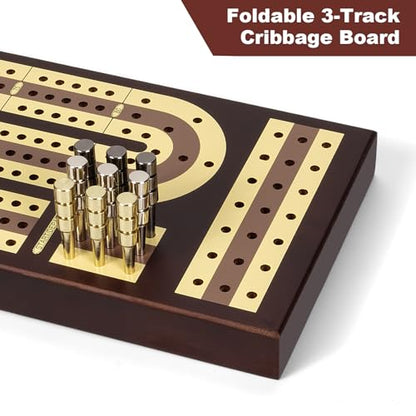 Foldable Wooden Cribbage Board Set