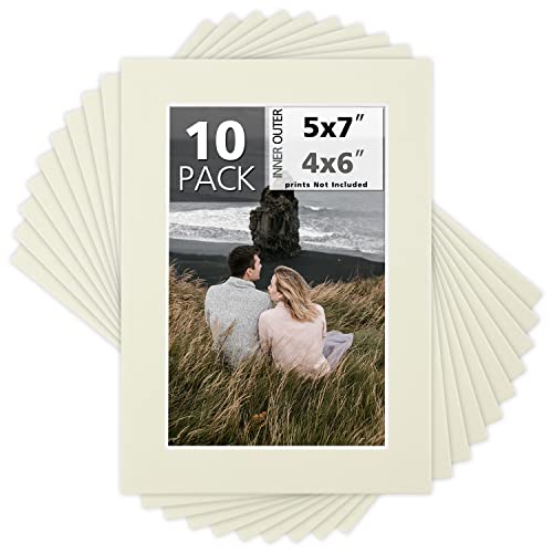 Mat Board Center 10 Pack 5x7 Photo Mats for 4x6 Picture (10 Count)