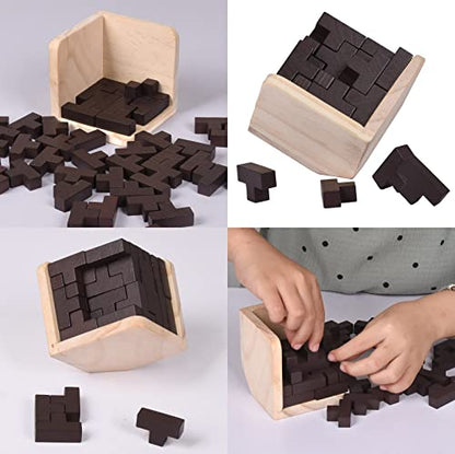 18 Pack Large Wooden Brain Teaser Puzzles Wooden Burr Puzzles Brain Teaser Puzzle with Gift Packing Box Magic Puzzle Games Toys Stocking Stuffers Party Favors for Kids and Adults (18 Count)