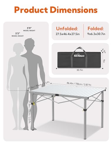 46.4" Large Camping Table for 2