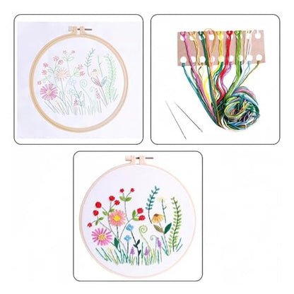 Needle Point Kits Adults Full Range of Starter Including Instructions Stamped Cloth with Pattern Hoop Color Threads and Tools Art Projects