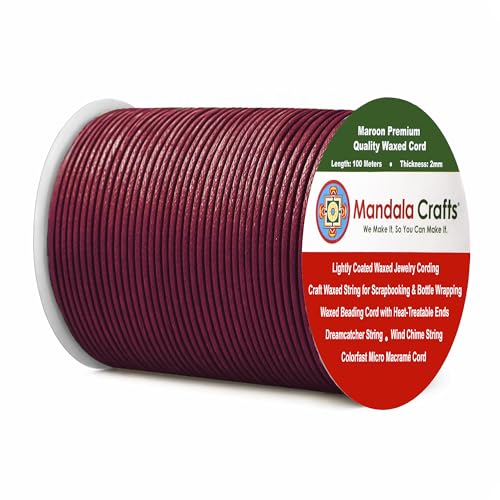 2mm Maroon Waxed Cord (325 Foot)