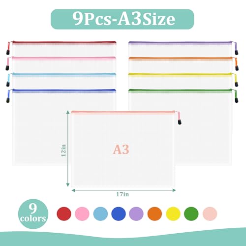 9pcs Mesh Zipper Pouch Bags (9 Count)