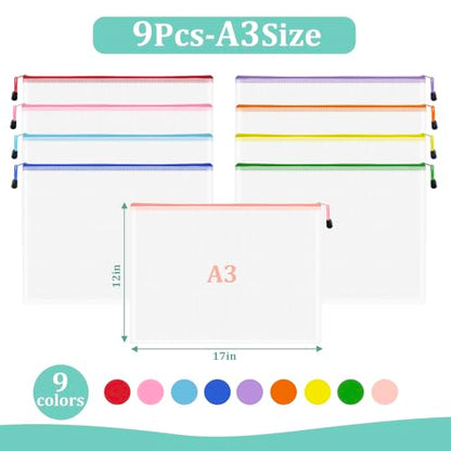 9pcs Mesh Zipper Pouch Bags (9 Count)