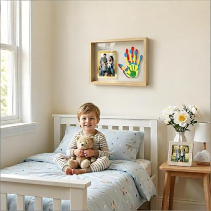 Horizontal Wood Family Handprint Kit 3D Frame Rustic Grandparents Gift