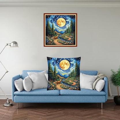 Stamped Cross Stitch Kits for Adults Beginners Pillow Needlepoint Kit with Embroidery Pattern Needlework Kit Prestamped Stitches Kit 11CT Cross Stitching