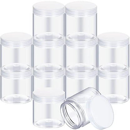 12 Pack 7 oz Plastic Container Jars with Lids Round Clear Travel Cosmetic Container Jars for Toiletries (12 Count)