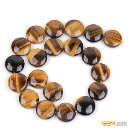 GEM Inside Natural 20mm Coin Tiger Eye Gemstone Loose Beads for Jewelry Making for Women