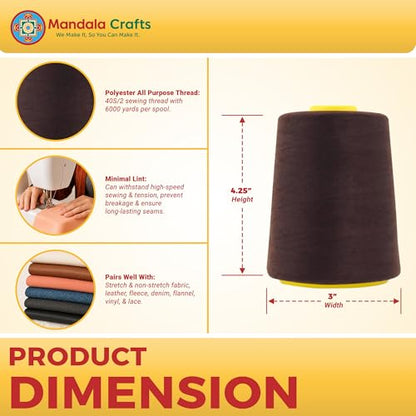 40S 2 Dark Brown Polyester 4 Pack of Serger Threads Cones (72000 Foot)