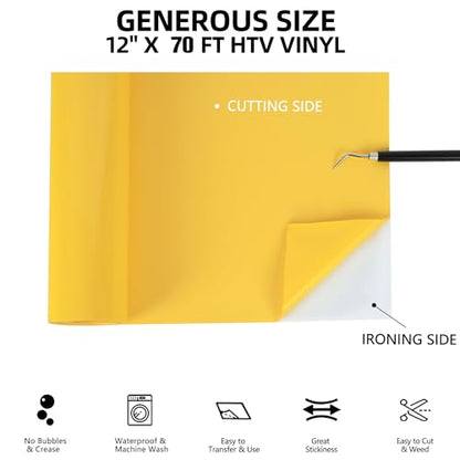 Yellow HTV Heat Transfer Vinyl Rolls