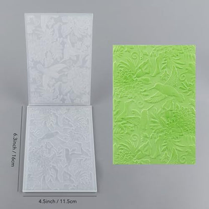 3D Hummingbird and Flowers Embossing Folders for Card Making