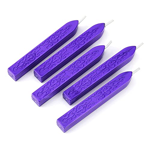5Pcs Purple Sealing Wax Sticks with Wicks for Wax Seal Stamp (5 Count)