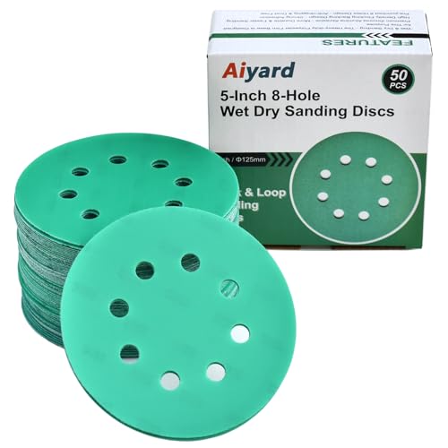 5-Inch 8-Hole Wet Dry Sanding Discs 2000 Grit Sandpaper, 50-Pack (50 Count)