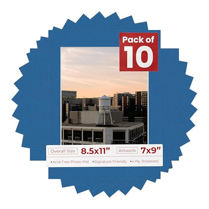 Pack of Ten Acid Free 8.5x11 Mats Bevel Cut for 7x9 Photos (10 Count)