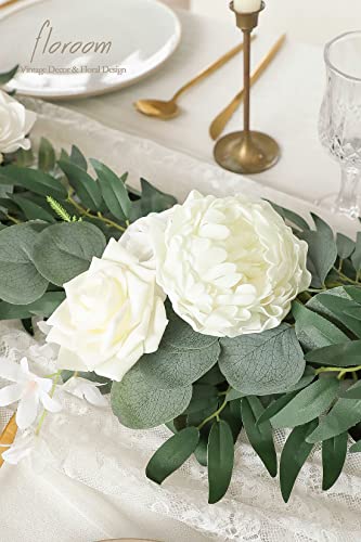 Artificial Flowers 16pcs 4" Ivory Blooming Peonies Real Looking Foam Fake Peony with Stems for DIY Wedding Bouquets Bridal Shower Centerpieces Floral Arrangements Party Tables Home Decorations (16 Count)