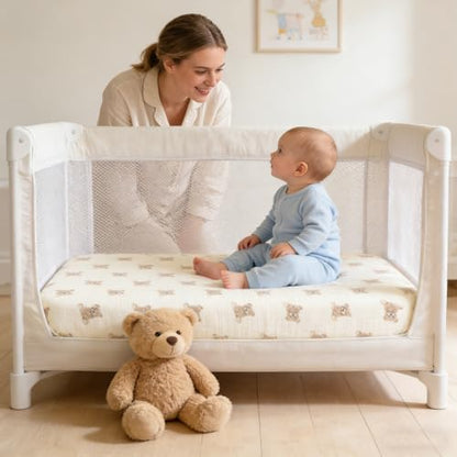 Organic Pack and Play Sheets Fitted 38”x26” 100% Muslin Cotton (2 Count)