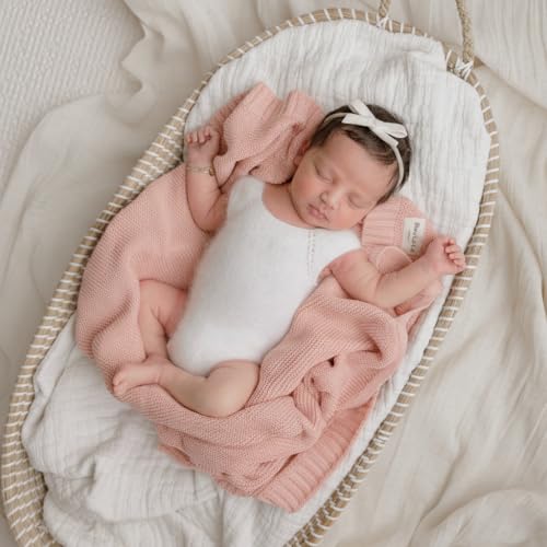 100% Organic Cotton Heritage Knit Textured Baby Quilt Blanket for Girls