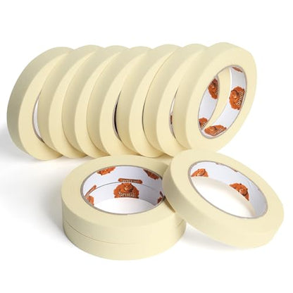 General Purpose Masking Tape Beige White 0.7" x 60Yards x 10Rolls (1800 Foot)