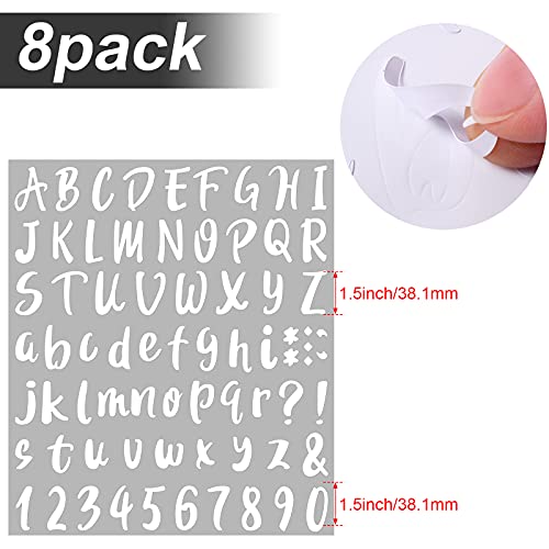 576 Pcs 8 Sheets Letters Stickers Vinyl Alphabet Number Decals Back to School Supplies for Water Bottles Cups Mailbox Scrapbooking Bulletin Board Classroom Decor (8 Count)