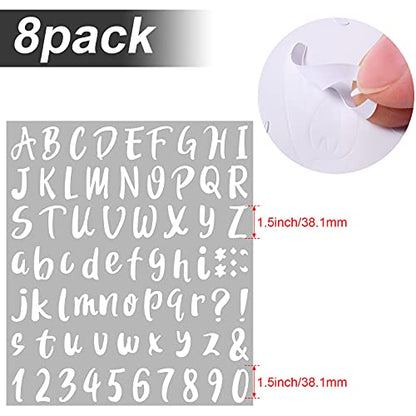 576 Pcs 8 Sheets Letters Stickers Vinyl Alphabet Number Decals Back to School Supplies for Water Bottles Cups Mailbox Scrapbooking Bulletin Board Classroom Decor (8 Count)