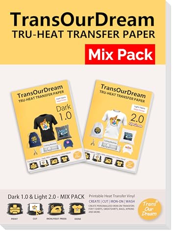 Printable Heat Transfer Paper for Dark and Light T Shirts (22 Count)