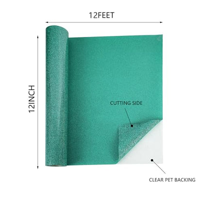 RENLITONG Green Glitter Heat Transfer Vinyl HTV Vinyl Rolls