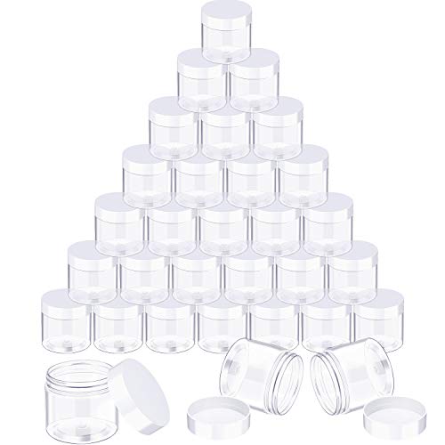 36 Pieces 3 oz Plastic Jars with Lids Wide Mouth Airtight Reusable Container Acrylic Cosmetic Small Jars for Lotions Ointments Travel Toiletries Creams Make up Storage (36 Count)