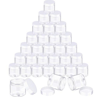 36 Pieces 3 oz Plastic Jars with Lids Wide Mouth Airtight Reusable Container Acrylic Cosmetic Small Jars for Lotions Ointments Travel Toiletries Creams Make up Storage (36 Count)