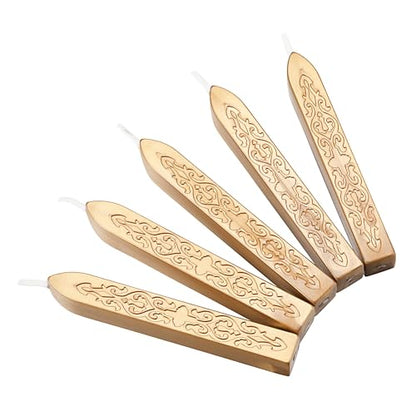 5Pcs Light Gold Sealing Wax Sticks with Wicks for Wax Seal Stamp (5 Count)