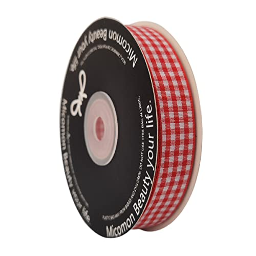 Red and White 100% Polyester Gingham Ribbon 25 Yards Each Roll (75 Foot)