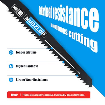 10Pack 6inch 6TPI Woodcutting Reciprocating Saw Blades Set (10 Count)