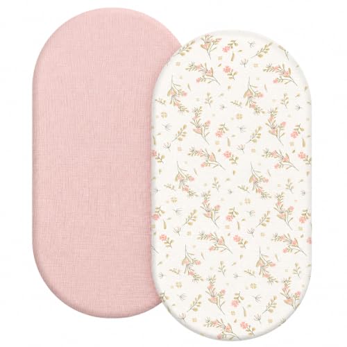 Organic Baby Bassinet Sheets 2 Pack 33”x17” 100% Muslin Cotton for Baby Girl Boy (2 Count)