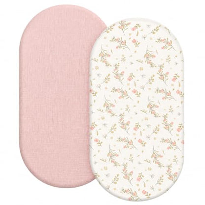 Organic Baby Bassinet Sheets 2 Pack 33”x17” 100% Muslin Cotton for Baby Girl Boy (2 Count)