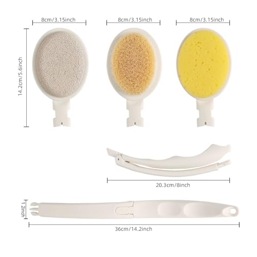 19" Long Handle Shower Sponge Brush Set