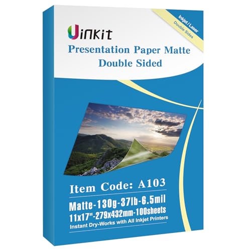 100 Sheets Matte Presentation tabloid paper 11x17 photo paper matte Double Sided 37lb Brochure Paper 6.5Mil for laser and Inkjet Printers