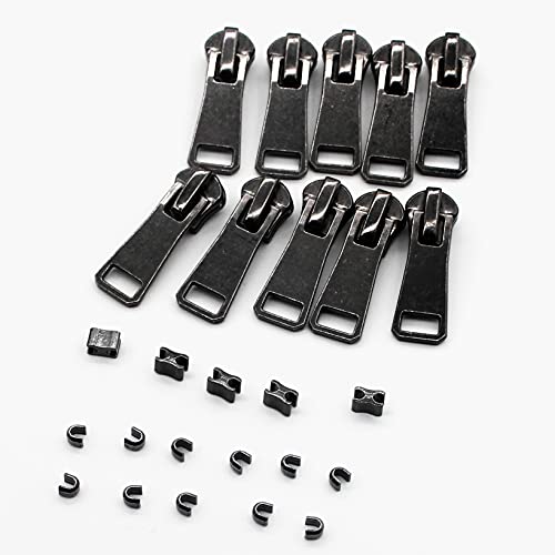5 Metal Zippers by The Yard Bulk 2 Yards Black Tape with 10 pcs Sliders Black Nickel Teeth Handmade Zipper for Sewing Craft Bag Backpack