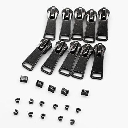 5 Metal Zippers by The Yard Bulk 2 Yards Black Tape with 10 pcs Sliders Black Nickel Teeth Handmade Zipper for Sewing Craft Bag Backpack