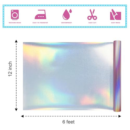 Sheet Metallic Foil Heat Transfer Vinyl olographic Pink 12Inch*6Ft