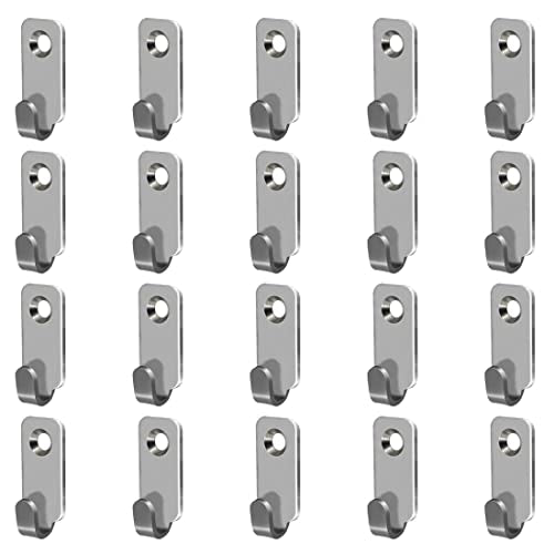 20pcs Heavy Duty Hanger 304 Stainless Steel Wall Mounted Mini J Hook for Mirror Picture Frames Hanging Wire (20 Count)